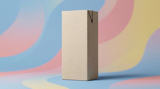  Modern podium display block on colorful pastel blue and pink background mockup. juice box mockup