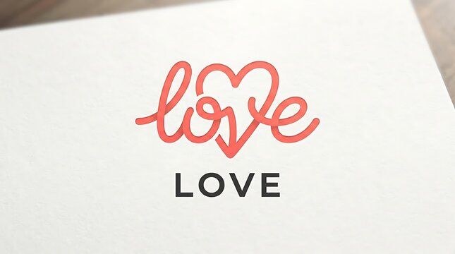 Cursive love text with heart graphic