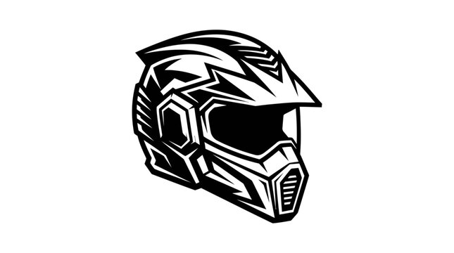Motocross Helmet Icon Isolated Black White Vector Graphic