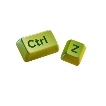 Green Ctrl and Z keyboard keys representing the undo command shortcut on white background