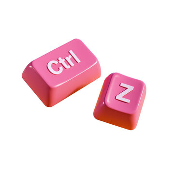 Pink computer keyboard keys showing Ctrl and Z for undo command shortcut