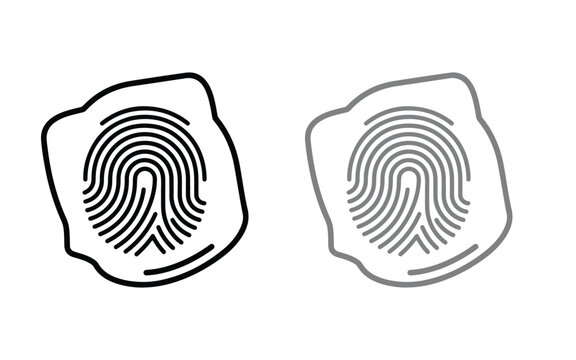 Black and grey fingerprint icons isolated on a white background