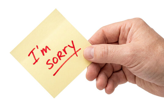 Hand Holding Yellow Sticky Note with Im Sorry Message