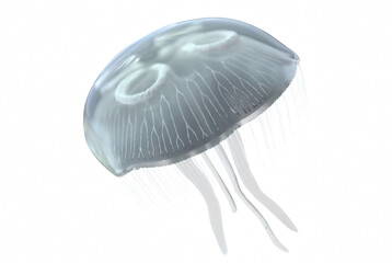 Translucent Moon Jellyfish Floating in Deep Water © Atreyee