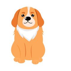 Obraz premium Cute Happy Cartoon Puppy and Cat Characters Smiling Together, Fun Brown Pet Animal Illustration in Cheerful Vector Art Style