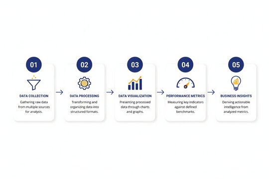 Five Step Business Process Infographic With Icons And Text Placeholders White Background Icon Sets