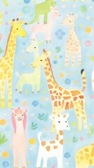 Naklejka premium Galaxy space wildlife painting giraffe.
