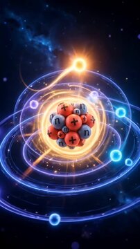 Valence electron orbiting a stylized atomic nucleus 3D model