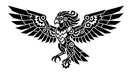 Fototapeta premium Steampunk Eagle Icon Isolated Transparent Background Vector Art