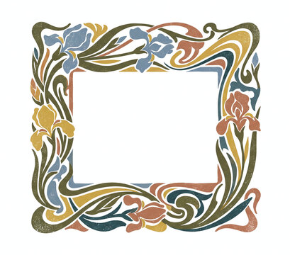ornate, horizontal Art Nouveau-style picture frame featuring sculptural, flowing floral motifs