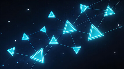 Fototapeta premium Blue glowing triangles connected in network