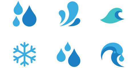 Naklejka premium Water cycle icons representing rain snow and wave fluid elements for natural resources and weather