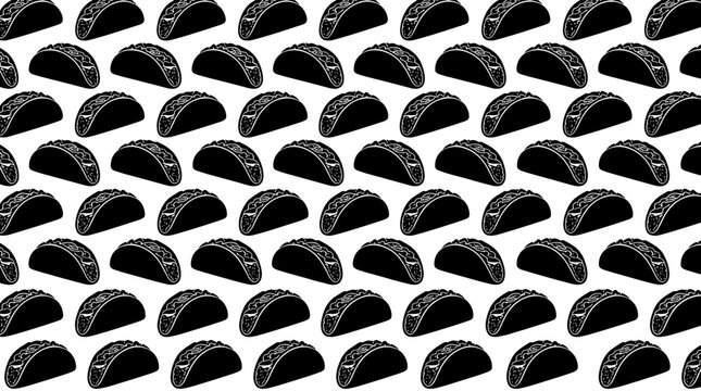 Repeating taco silhouette pattern on white background