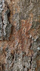 Fototapeta premium Vertical Close-Up of Rough Weathered Tree Bark Texture