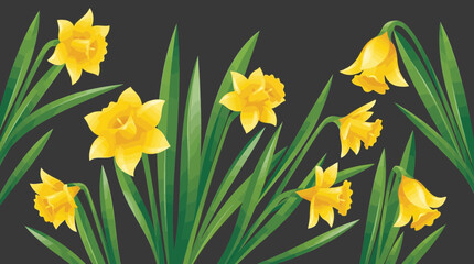 Obraz premium Yellow Daffodil Vector Illustration on Dark Background