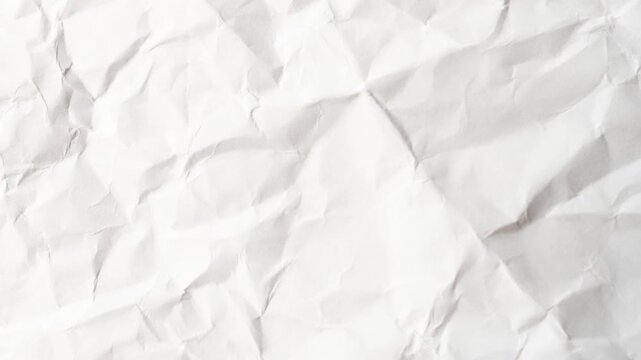 Seamless Loop of Crumpled and Folded Paper Textures. Crumpled white paper sheet seamless texture ,white paper texture background. Animated white clean empty crumpled paper background.