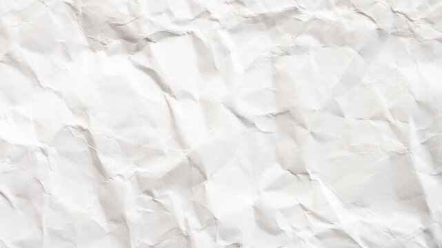 Seamless Loop of Crumpled and Folded Paper Textures. Crumpled white paper sheet seamless texture ,white paper texture background. Animated white clean empty crumpled paper background.
