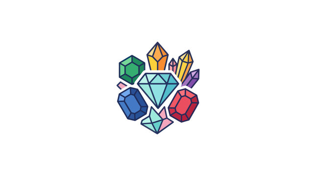 Faceted gemstones and diamonds in bright colors.
