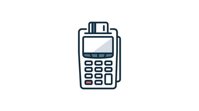 Flat icon of electronic payment terminal and card reader.
