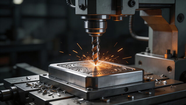 Metalworking machine creating sparks