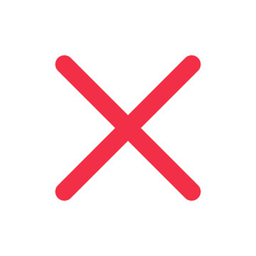 Bold red cross mark rejection sign