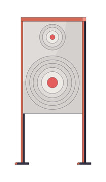 Shooting range target 2D cartoon clip art. Marksmanship training. Firearm practice. Board with concentric bullseye circles isolated flat vector element on white background. Spot illustration