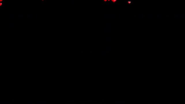 Red heart emoji floating upward on black background, Valentine's Day love animation loop
