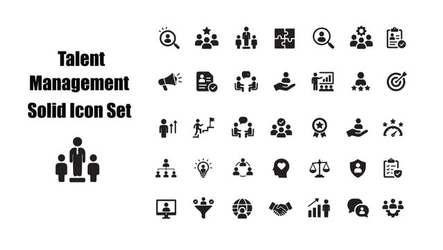 Talent Management Solid Icon Set