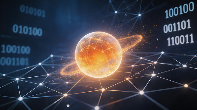 Glowing orb with network connections