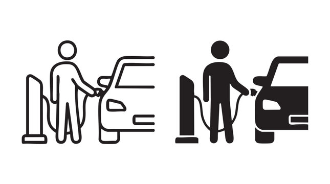 Electric vehicle charging station icon set for modern transport.