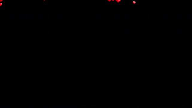 Red heart emoji floating upward on alpha background, Valentine's Day love animation loop
