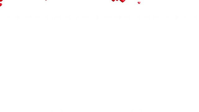 Red heart emoji floating upward on white background, Valentine's Day love animation loop
