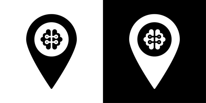 Smart location pin icon with abstract network symbol, for GPS navigation, location tracking, and smart mapping apps
