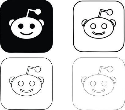 reddit alien icon solid and outline versions for social news aggregation.