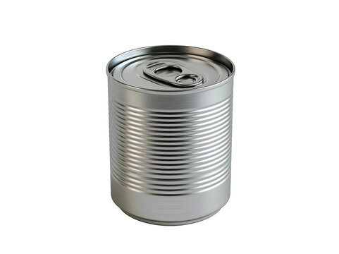 Blank metal tin can with pull tab isolated on white background for food packaging design