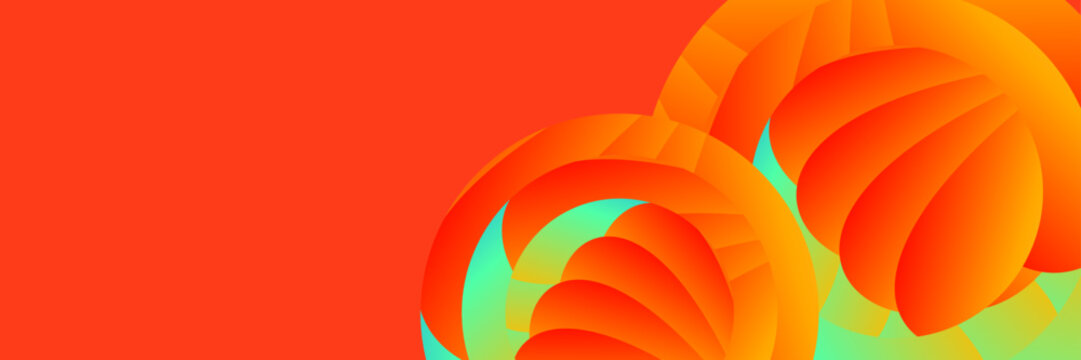 Abstract vibrant red orange background, Spiral shell shape design, Modern colorful banner layout, Creative digital art pattern
