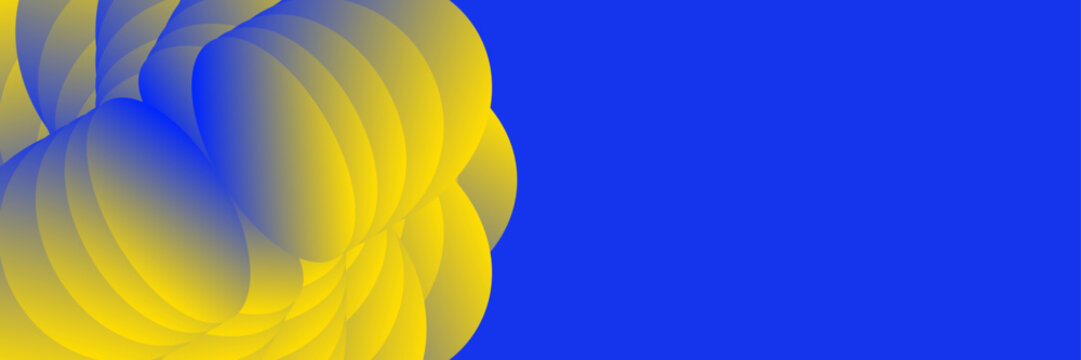Abstract vibrant yellow blue background, Layered curved shapes design, Modern geometric pattern banner, Creative digital art layout