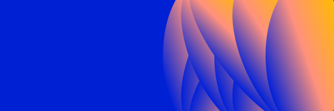 Abstract vibrant blue orange background, Curved purple shapes design, Modern organic pattern banner, Creative digital art layout