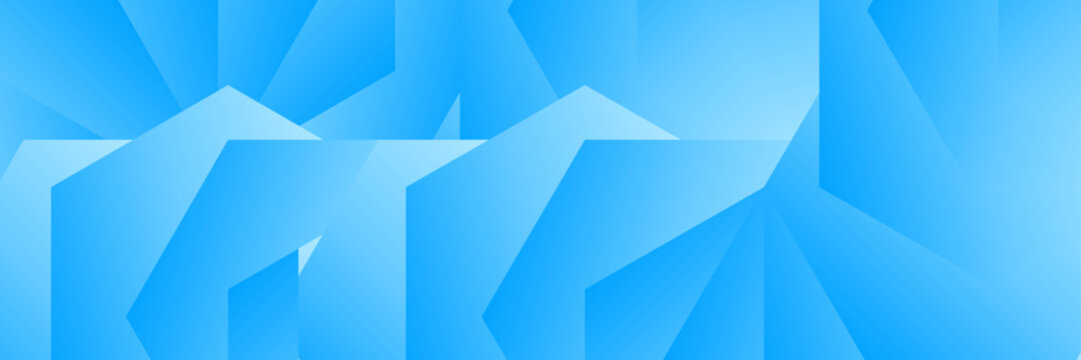 Abstract vibrant blue geometric angular background, Crystalline faceted shape banner design, Modern structured cyan pattern layout, Creative digital art colorful texture