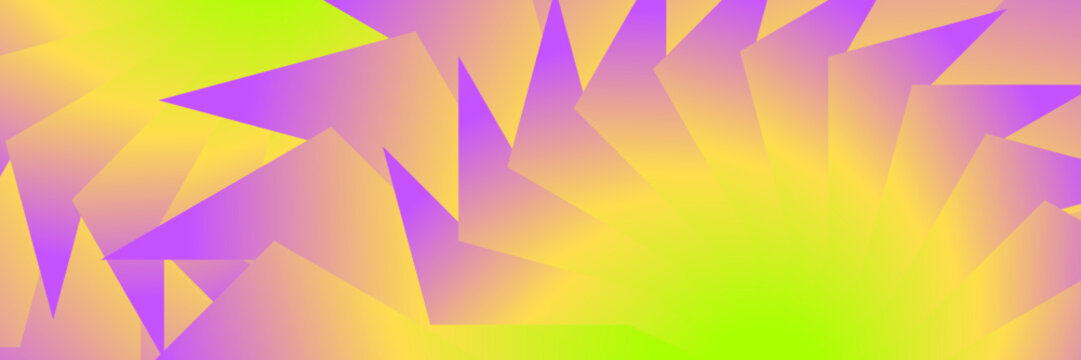 Abstract vibrant purple yellow geometric background, Triangular shape gradient banner design, Modern lime green colorful pattern, Dynamic digital art bright layout