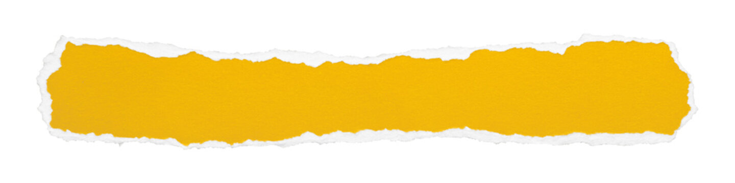 Horizontal yellow ripped paper strip with rough border