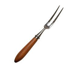 Obraz premium Two pronged carving fork with wooden handle resting on a light surface