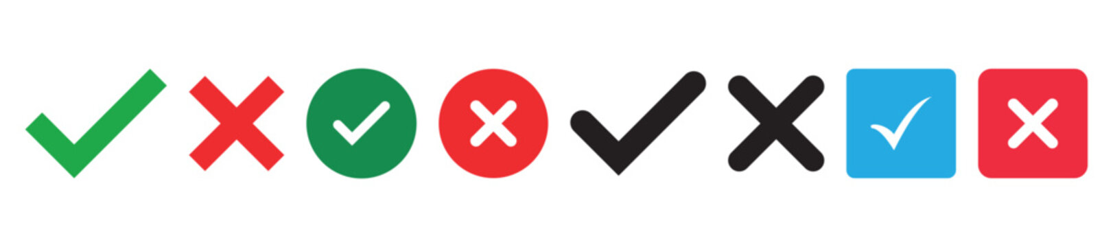 Green check mark and red cross mark icons for correct and incorrect choice selection