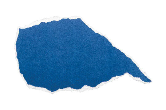Asymmetrical blue torn paper speech bubble with right tail