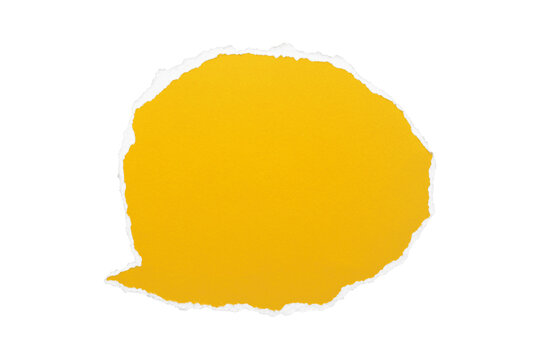 Rounded yellow torn paper speech bubble with left tail