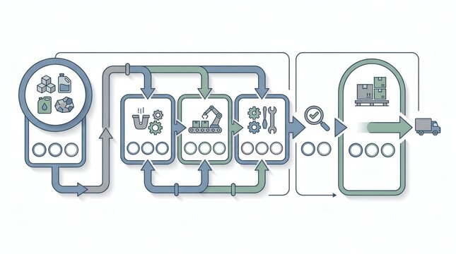 Vector infographic layout of human resources process flowchart with production and delivery steps