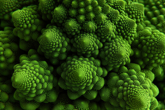 Green Broccoli Texture Extreme Macro Fractal Surface