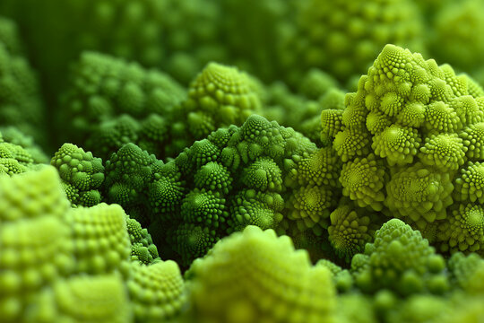 Green Broccoli Texture Extreme Macro Fractal Surface