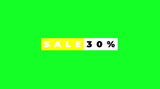 Sale tag featuring a 30 percent discount on a vivid green background for seasonal retail marketing and promotions.