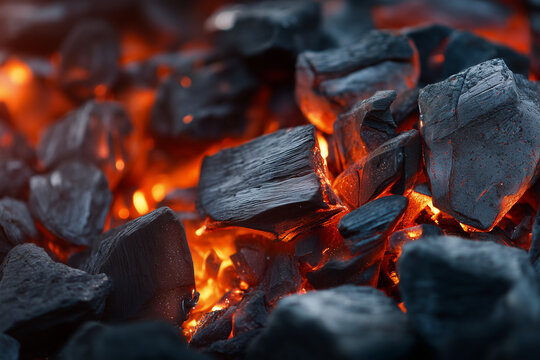 Burning Charcoal Embers Texture Glowing Fire Heat Background
